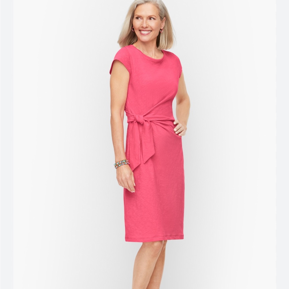 NWT Talbots knit shift dress tie waist‎ pink